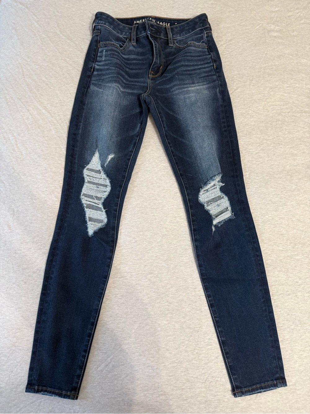 American Eagle Outfitters Navy Distressed Skinny Jeans - Women's